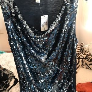 Tank top navy blue sparkle blouse